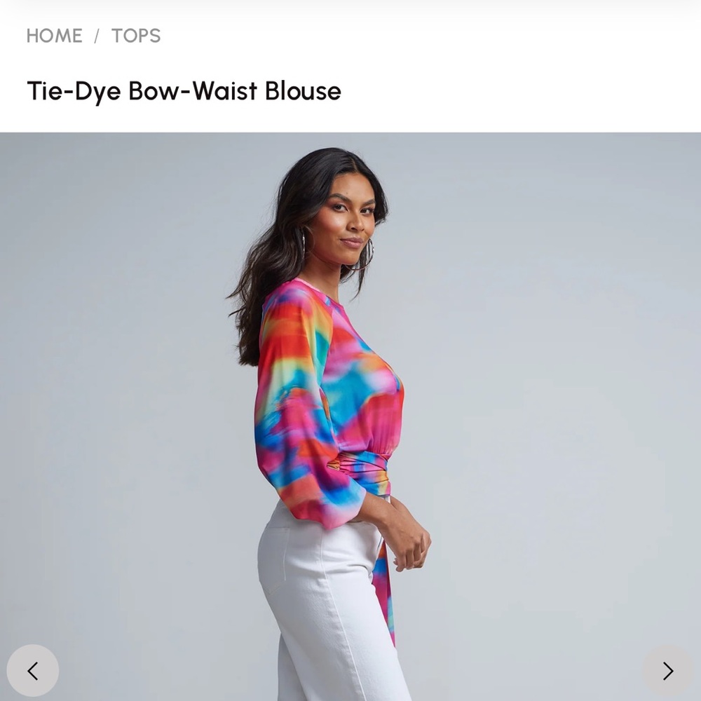 New York & Company Tie-Dye bow waist blouse sz M - Picture 4 of 12